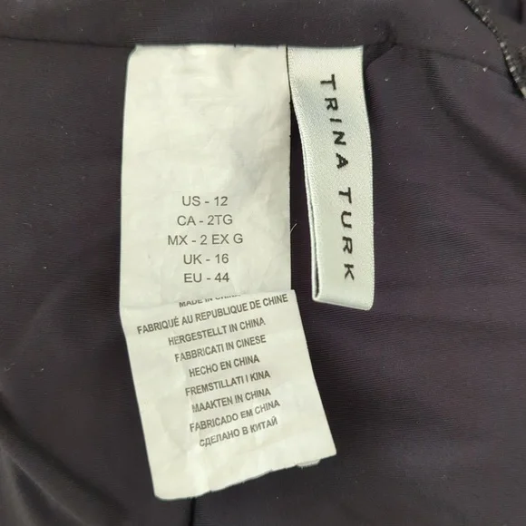 Trina Turk Black Treasure Cove Deep V Neck One Piece Swimsuit Size 12 - Picture 8 of 10